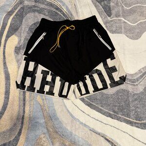 Rhude Black / White Logo Athletic Shorts Size Large